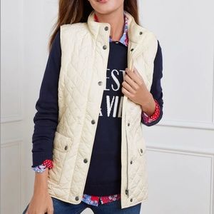 Talbots DIAMOND QUILTED VEST, Large, Ivory